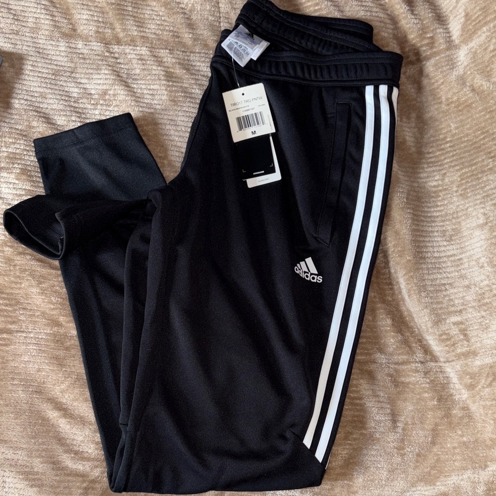 adidas Black Jogger Pants with White 3-Stripe